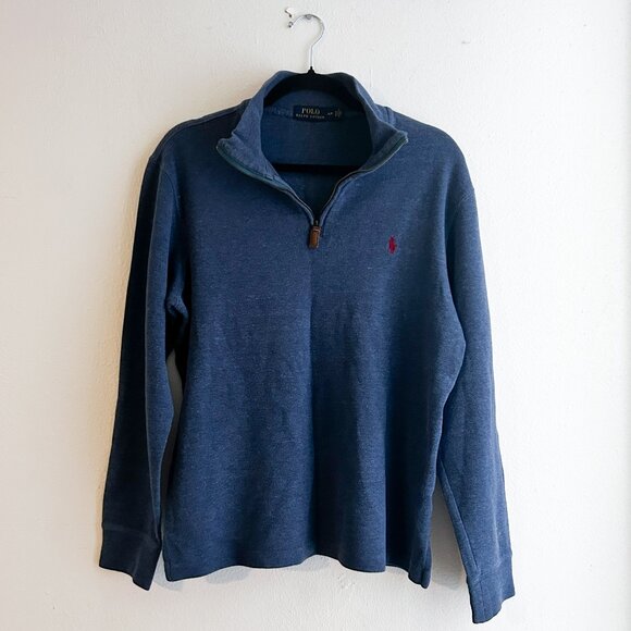 POLO Ralph Lauren Men's 100% Cotton Quarter 1/4 Zip Mock Neck Pullover Sweater S - Picture 2 of 5